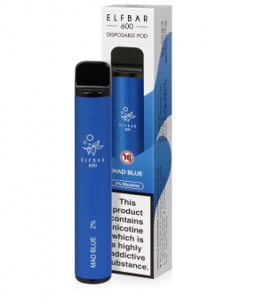 Elf Bar Mad Blue Disposable, 600 Pufuri, Tigara Electronica de Unica Folosinta, 2ml Nicotina 20 mg/ml, Calitate Premium