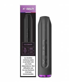 X-BAR Ice Grape, Tigara Electronica de Unica Folosinta, 650 Pufuri, 2ml Lichid, Nicotina 0 - 20 mg/ml, Calitate Premium, Origine Franta
