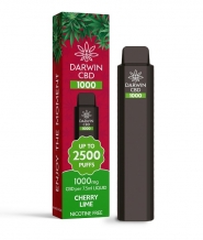 Vape cu CBD de Unica Folosinta Darwin Cherry Lime, 2500 Pufuri, Izolat CBD 1000mg, Fara THC, Calitate Premium UK
