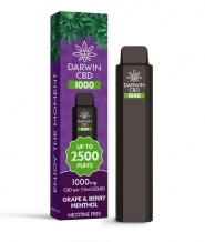 Vape de Unica Folosinta cu CBD Darwin Grape & Berry Menthol, 2500 Pufuri, Izolat CBD 1000mg, Fara THC, Calitate Premium UK